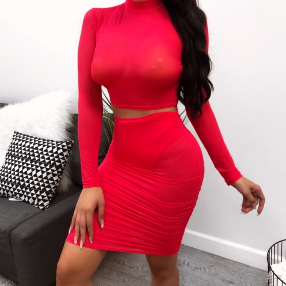 Avail in NUDE mesh skirt set - Picture 3 of 8